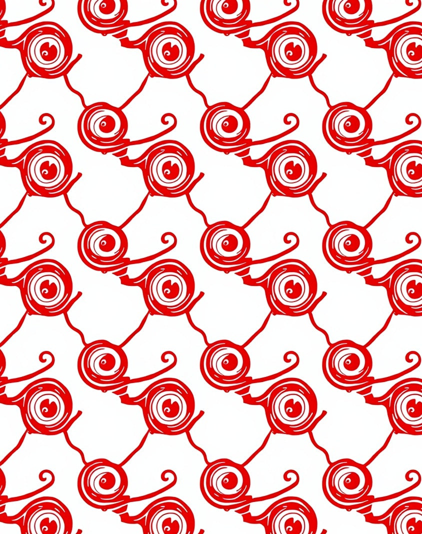Bold Red Swirling Abstract Forms Rug