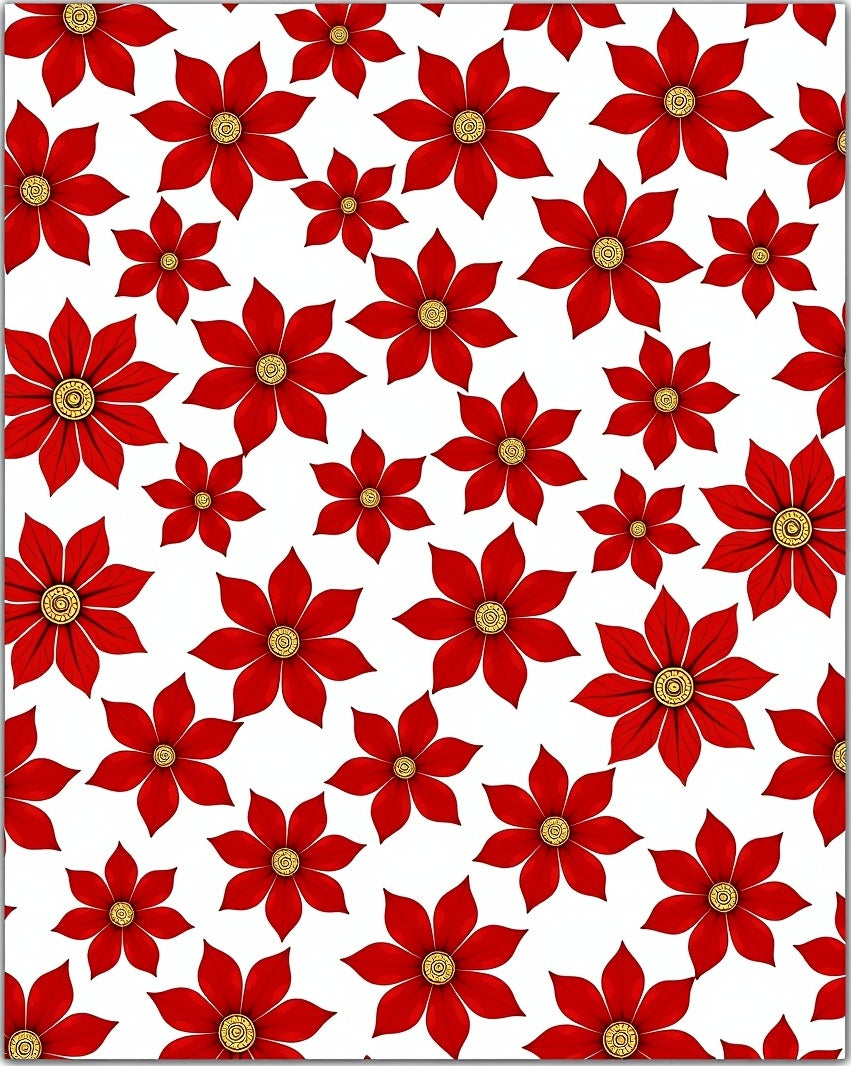 Vibrant Red Flower Explosion Rug