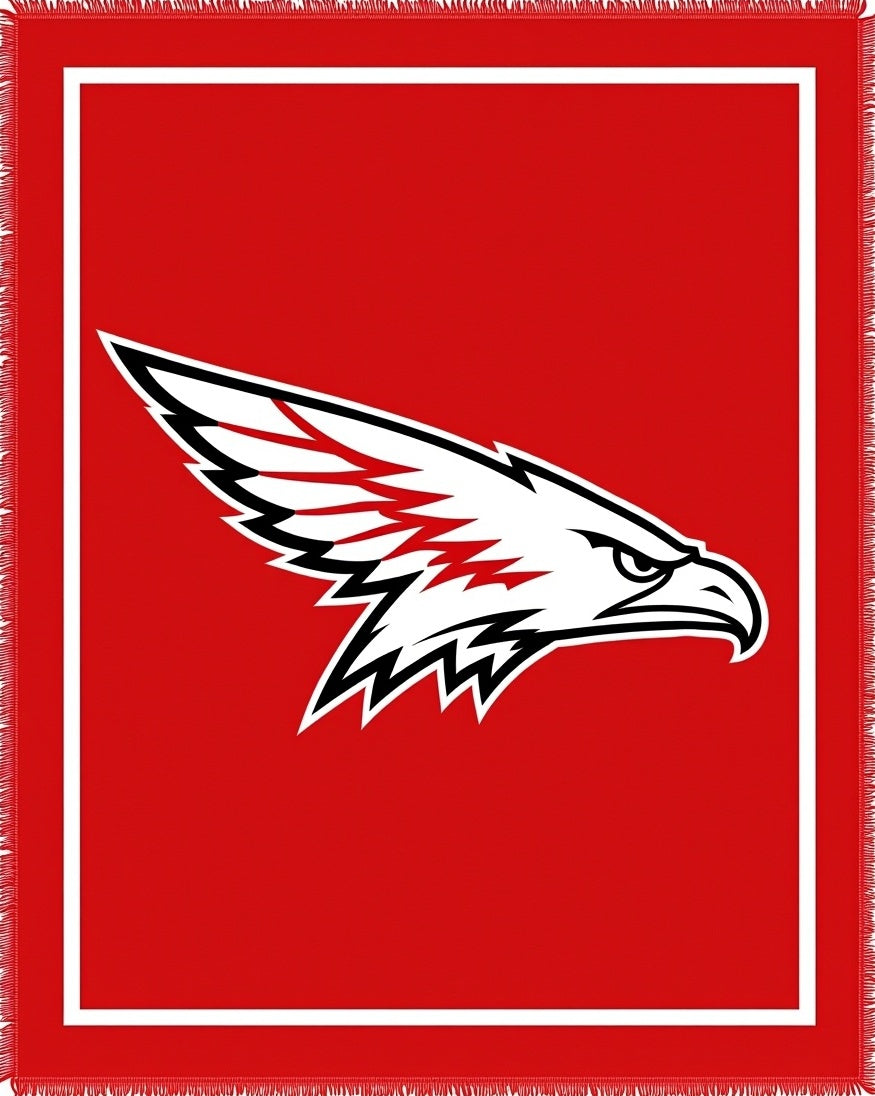 Bold Red Eagle Head Emblem Rug