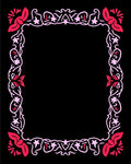 Crimson Pink Floral Star Scroll Frame Rug