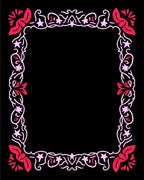 Crimson Pink Floral Star Scroll Frame Rug