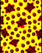 Vibrant Yellow Red Star Dots Rug