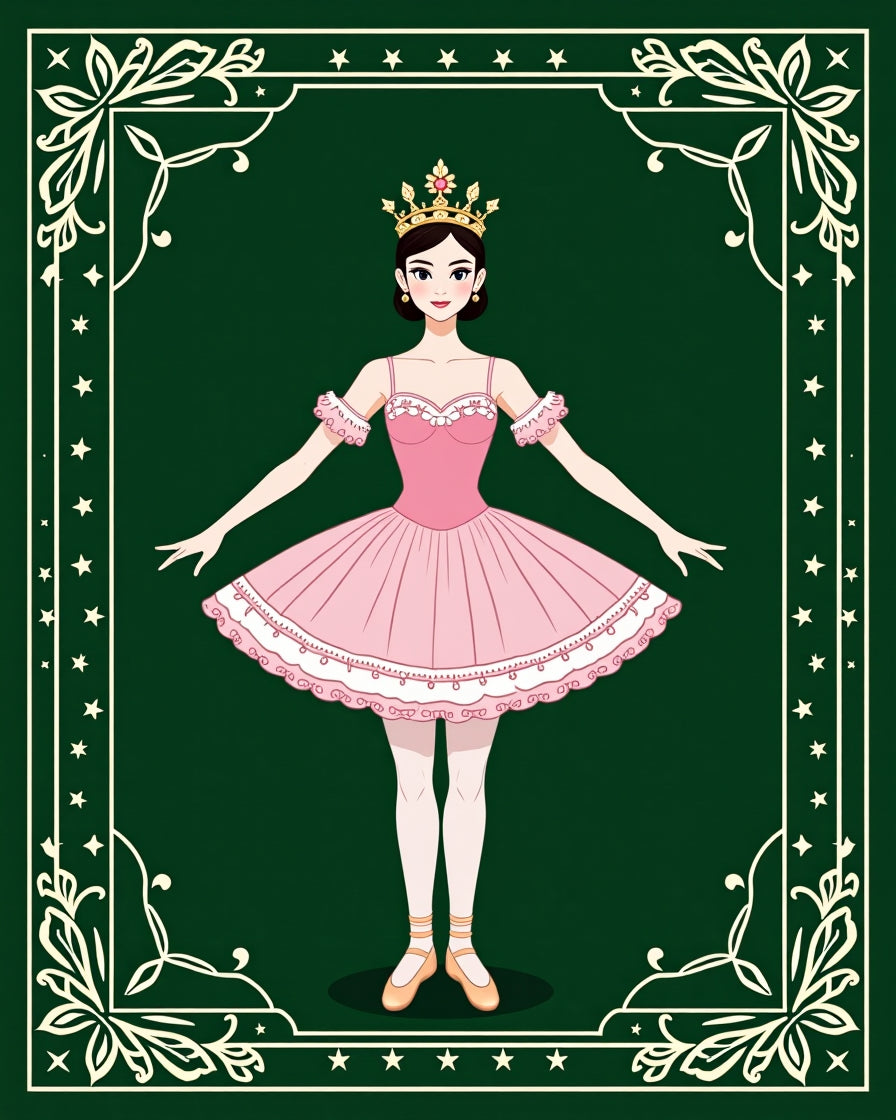 Pink Ballerina Crowned Emerald Border Rug