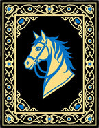 Yellow Blue Horse Regal Emblem Rug