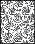 Black Fern and Star Botanical Art Rug
