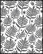 Black Fern and Star Botanical Art Rug