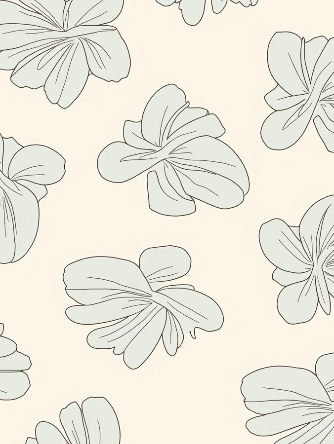 Soft Mint Outline Floral Garden Rug