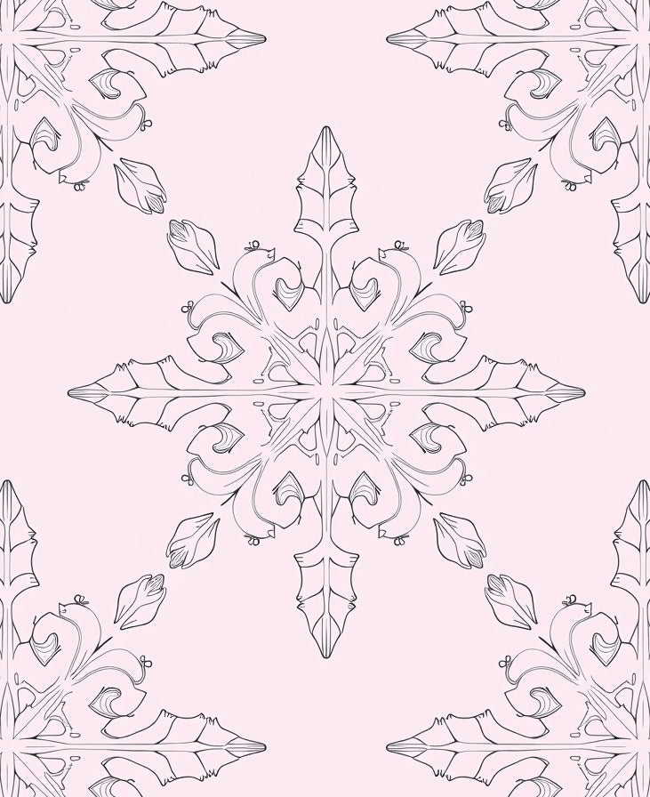 Pale Pink Floral Snowflake Filigree Rug