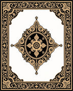 Intricate Black Gold Arabesque Mandala Rug