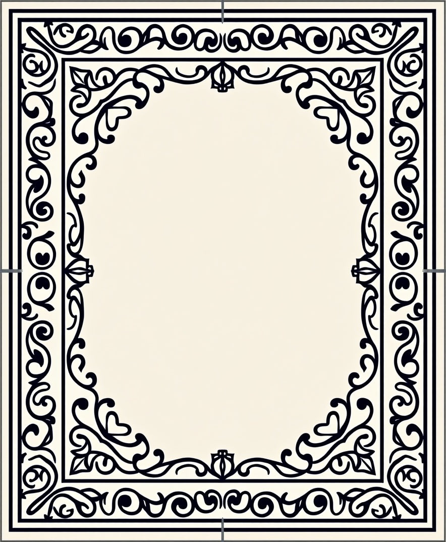 Ornate Black Filigree Scrollwork Lace Rug
