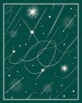 Deep Teal Abstract Starburst Celestial Flow Rug