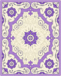 Purple Floral Medallion Ivory Rug