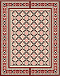 Crimson Floral Lattice Medallion Rug
