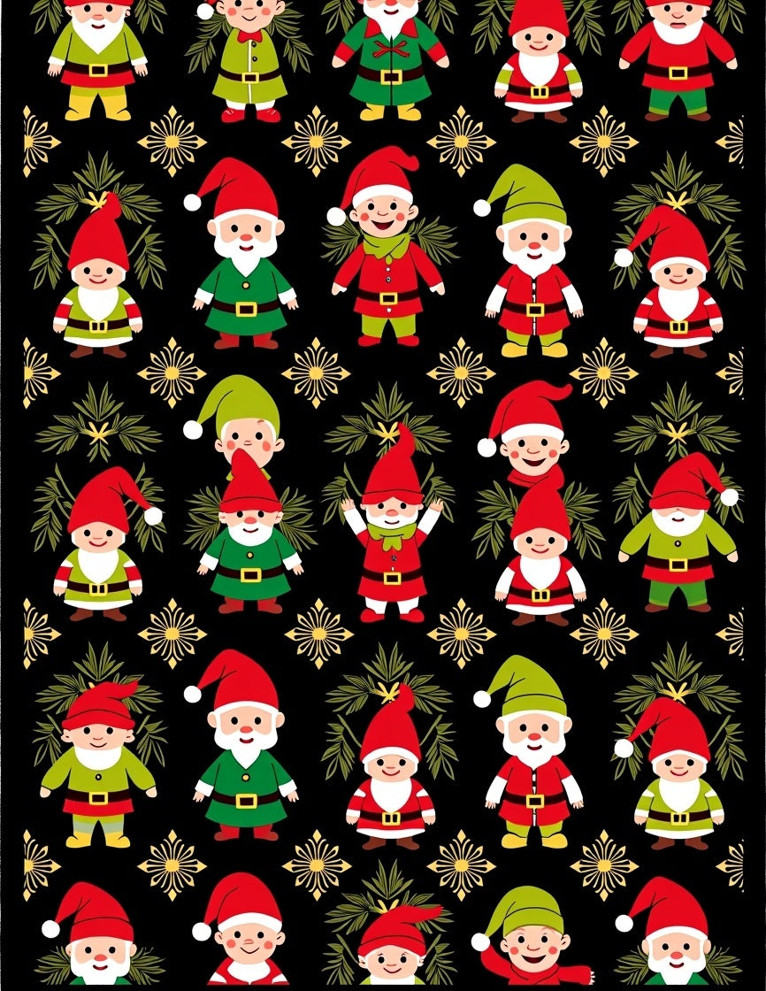 Festive Gnome Christmas Folk Art Rug