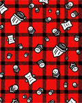 Red Black Plaid Grinning Figures Rug