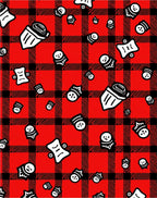 Red Black Plaid Grinning Figures Rug