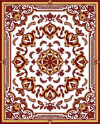 Crimson Gold Symmetrical Floral Medallion Rug