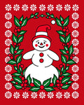 Festive Snowman Holly Wreath Rug