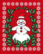 Festive Snowman Holly Wreath Rug