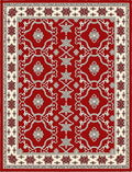 Crimson Cream Intricate Floral Frame Rug