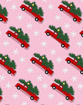 Red Truck Christmas Tree Snowflakes Rug