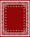 Crimson White Snowflake Festive Border Rug