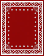 Crimson White Snowflake Festive Border Rug
