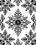 Gray Black Floral Medallion Repeat Rug