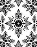 Gray Black Floral Medallion Repeat Rug
