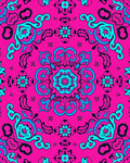 Vibrant Pink Turquoise Floral Mandala Rug