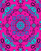 Vibrant Pink Turquoise Floral Mandala Rug