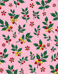 Pink Holly Berry Bow Festive Christmas Rug