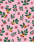 Pink Holly Berry Bow Festive Christmas Rug