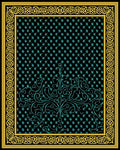 Black Teal Scroll Garden Frame Rug