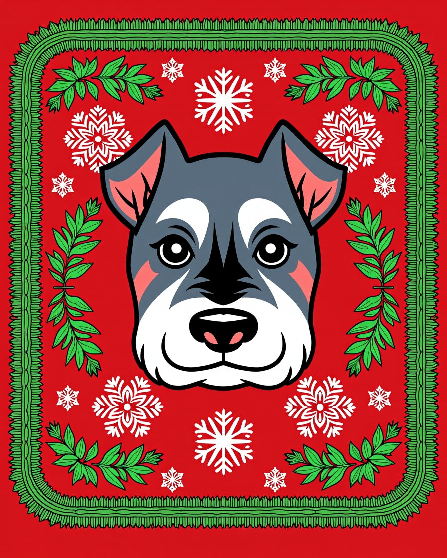 Festive Dog Snowflake Festive Holiday Rug