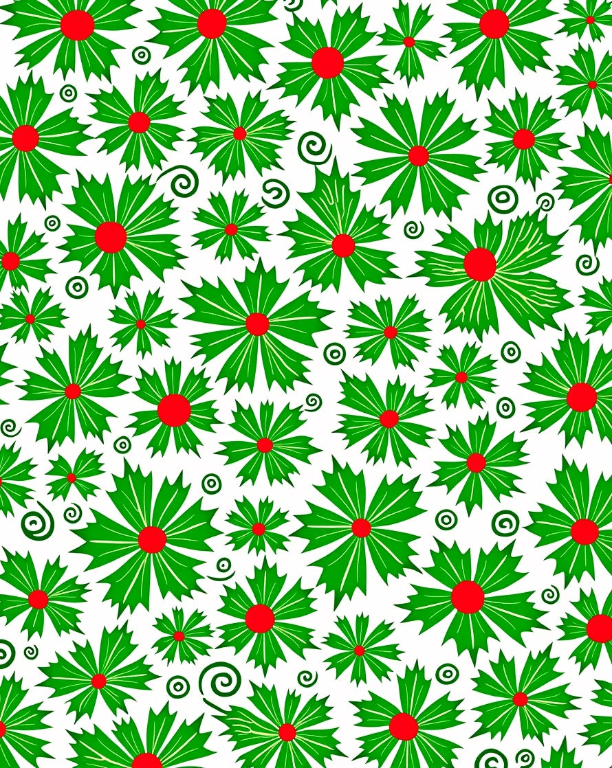 Green Red Floral Swirl Art Rug