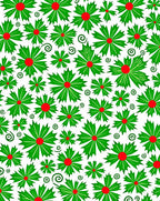 Green Red Floral Swirl Art Rug