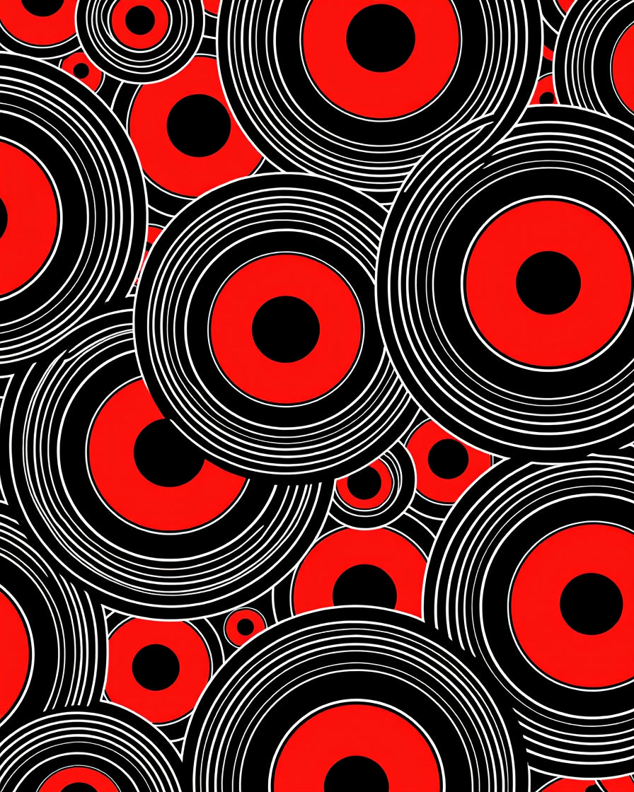 Retro Red Concentric Circles Rug