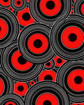 Retro Red Concentric Circles Rug