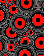 Retro Red Concentric Circles Rug
