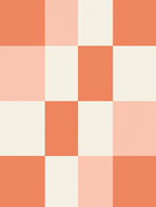 Coral Peach Cream Checkerboard Squares Rug