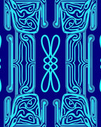 Luminous Blue Intertwined Art Deco Rug