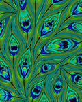Emerald Blue Peacock Feather Swirls Rug