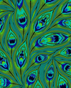 Emerald Blue Peacock Feather Swirls Rug