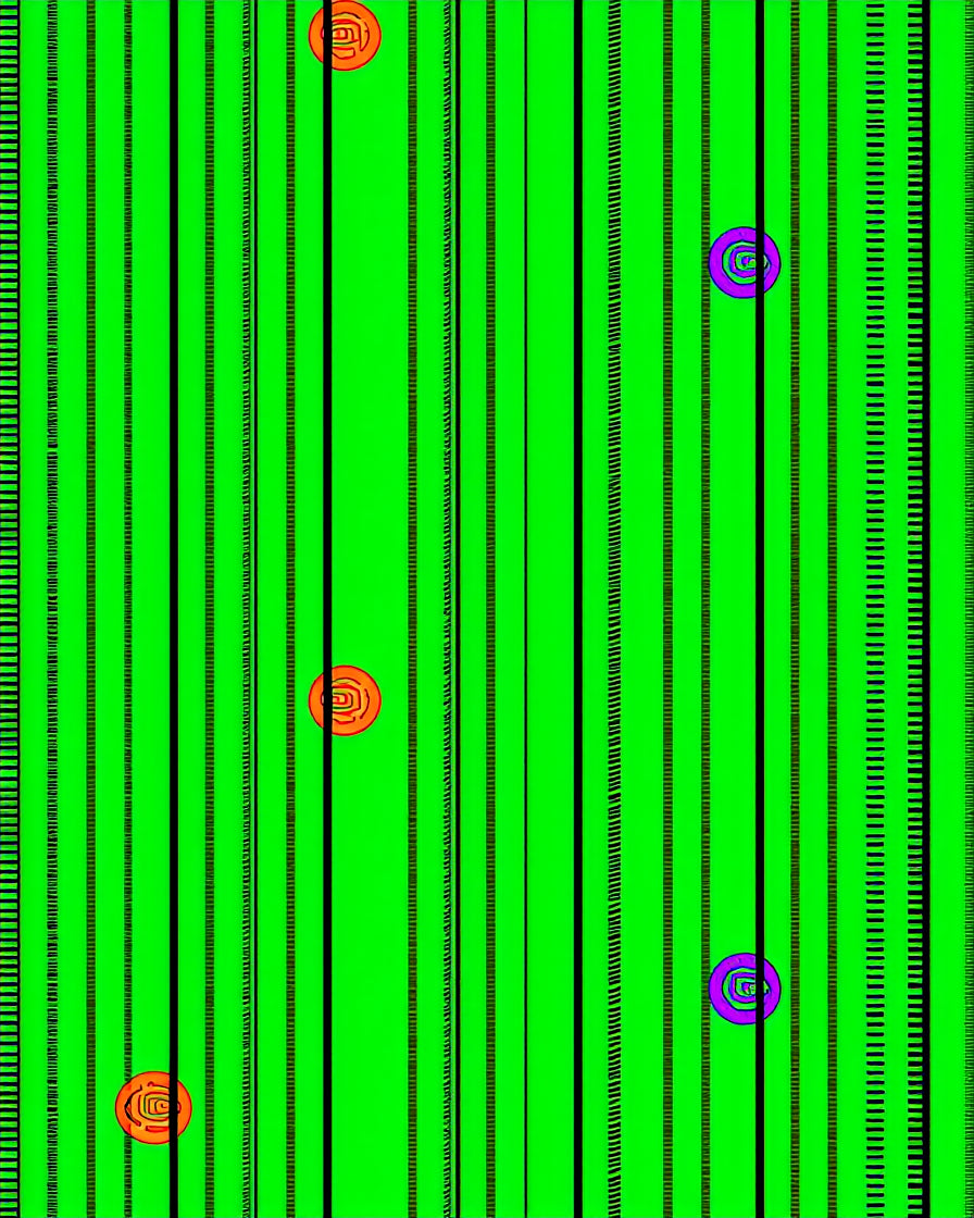 Vibrant Green Striped Circles Rug