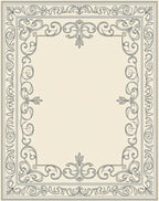 Ornate Ivory Scroll Border Rug