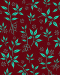 Burgundy Teal Leafy Sprig Floral Rug