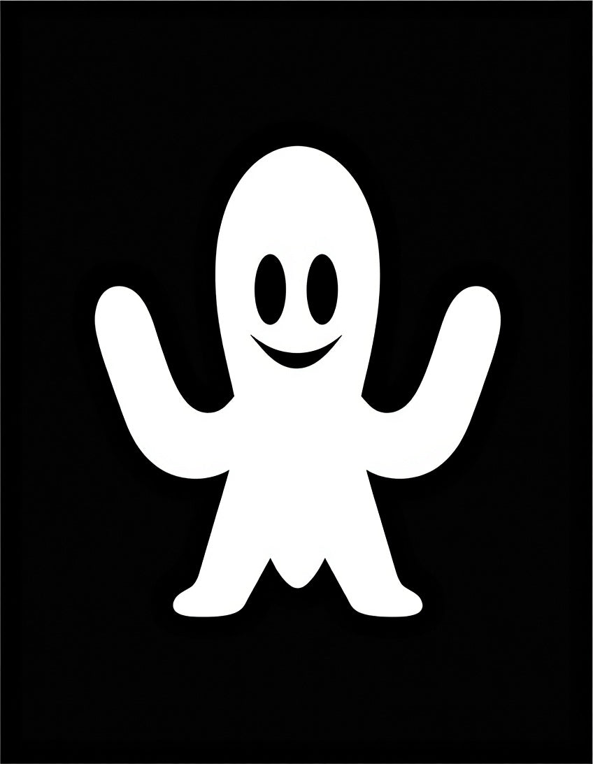 White Ghost Character Square Rug