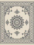 Ivory Black Medallion Border Framing Rug