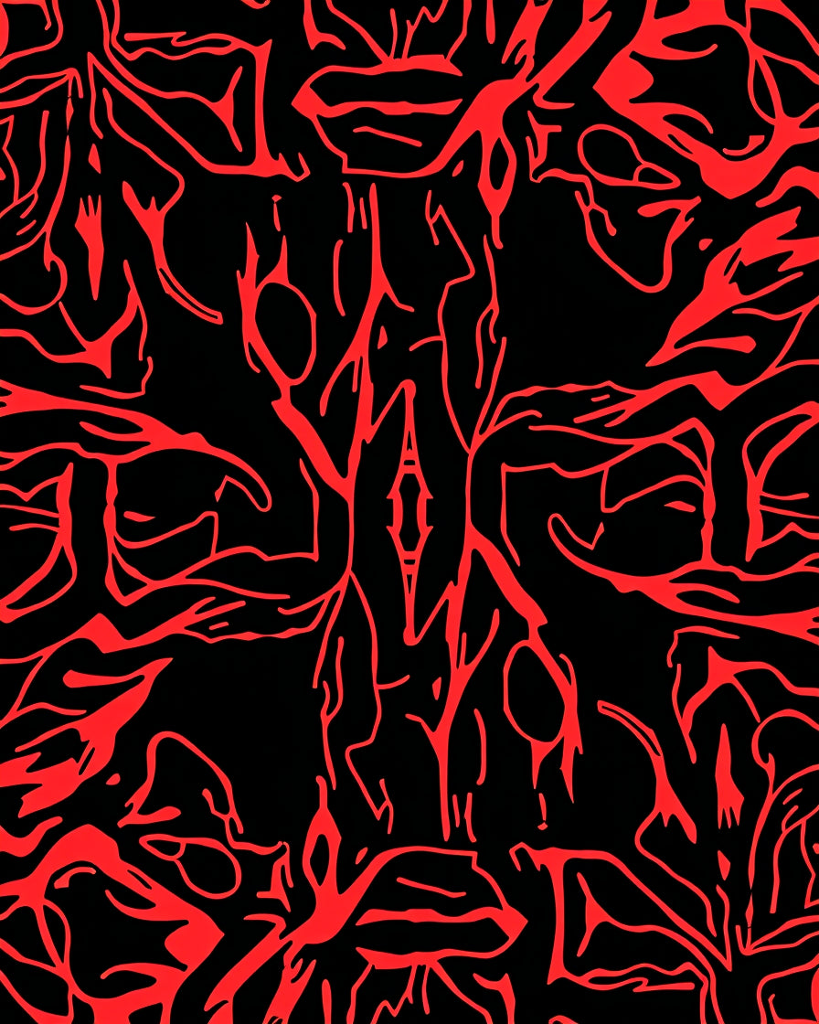 Bold Red Organic Intertwining Lines Rug